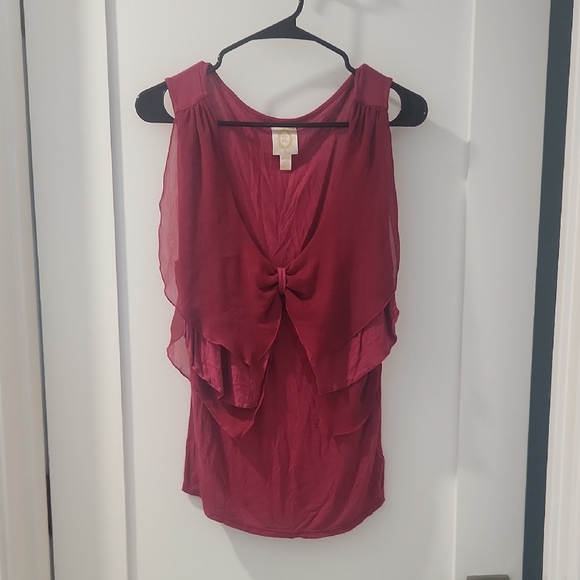Red Ruffled Tie Front Blouse - Picture 1 of 4